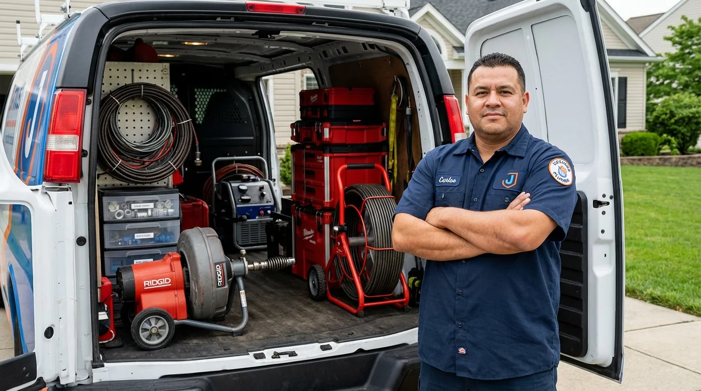 Professional drain cleaning equipment and Johns Plumbing LLC plumber in Spencer